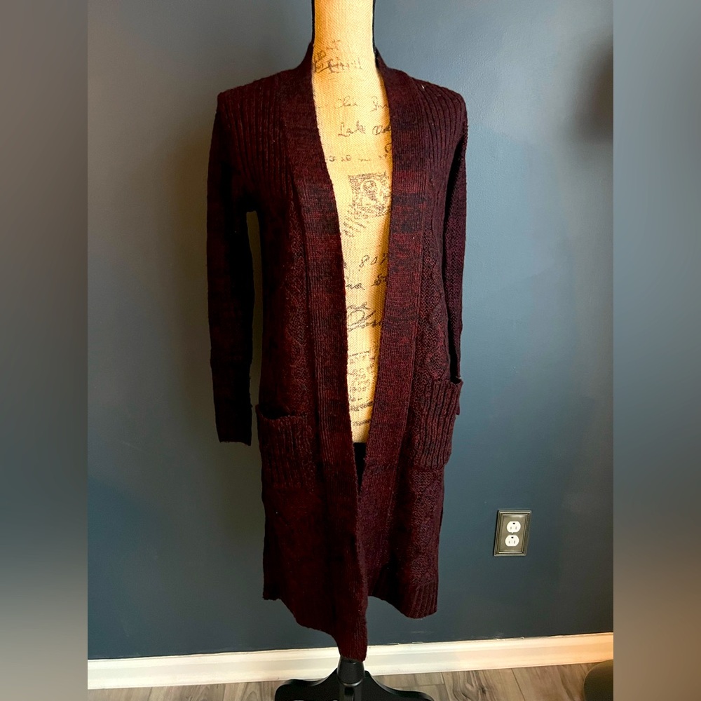 Deep red cardigan, size small, great condition
